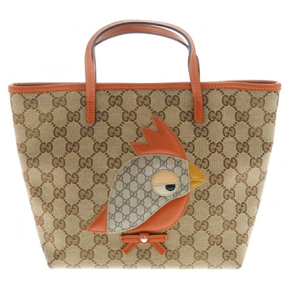 Gucci Leather Handbag Beige Orange Zoo Papagallo Brown - Picture 1 of 5